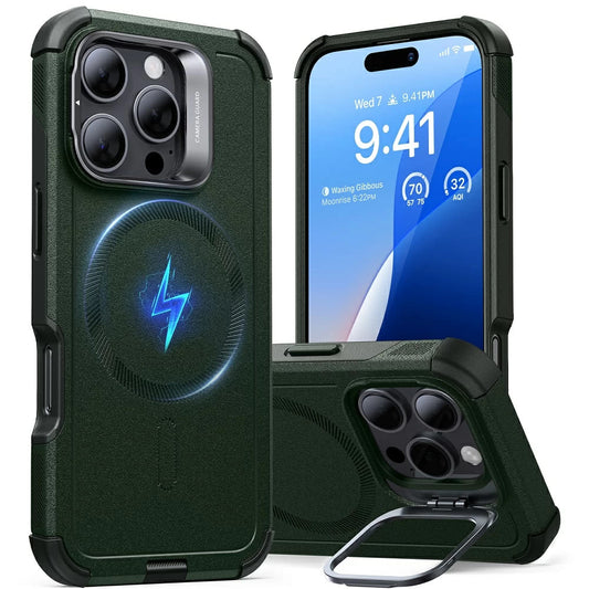 MagSafe futrola za Apple iPhone 16 Pro Max, ESR, Cyber Armor Kickstand, Zelena