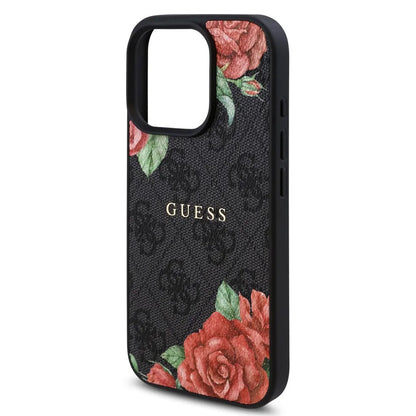 MagSafe futrola za Apple iPhone 16 Pro Max, Guess, 4G Flowers Print, Crna