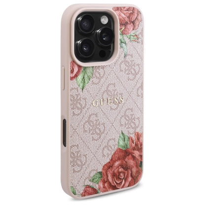 MagSafe futrola za Apple iPhone 16 Pro Max, Guess, 4G Flowers Print, Roza