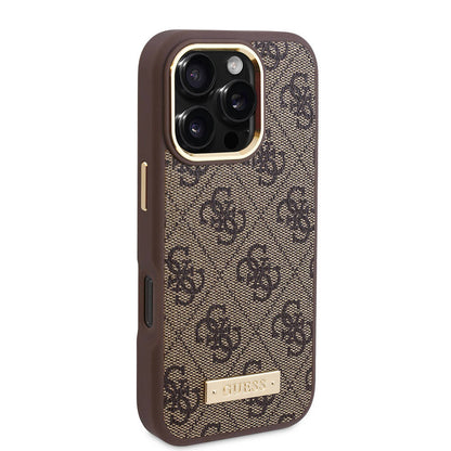 MagSafe futrola za Apple iPhone 16 Pro Max, Guess, 4G Logo Plate, Roza