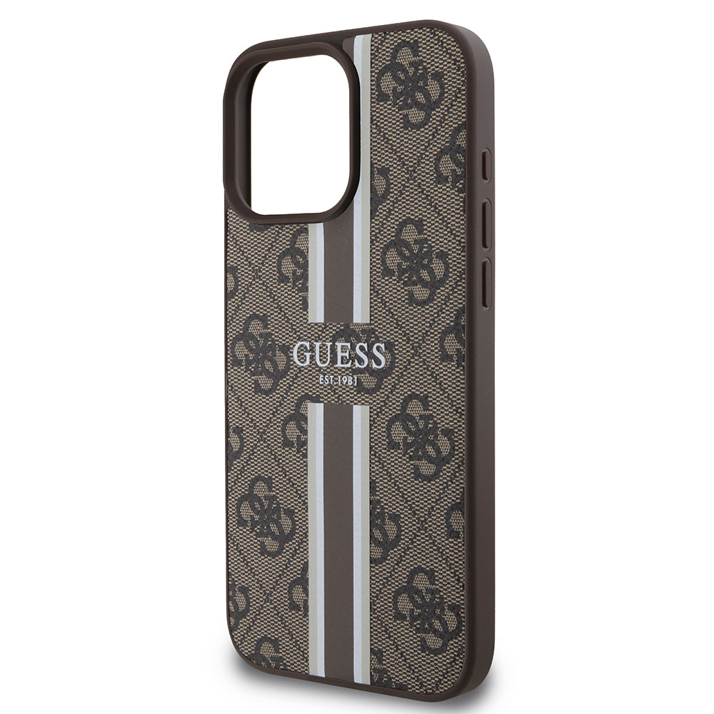 MagSafe futrola za Apple iPhone 16 Pro Max, Guess, 4G Printed Stripes, smeđa