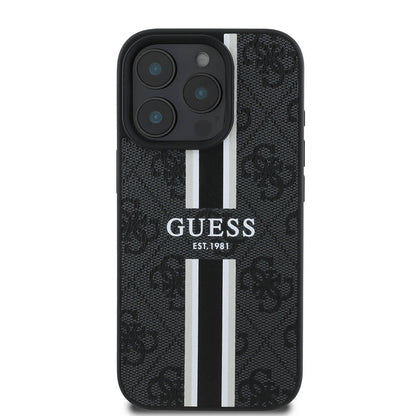 MagSafe futrola za Apple iPhone 16 Pro Max, Guess, 4G Printed Stripes, Crna
