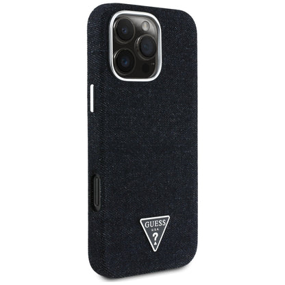 MagSafe futrola za Apple iPhone 16 Pro Max, Guess, Denim Triangle Logo, Crna