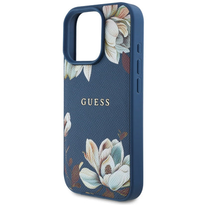 Futrola MagSafe za Apple iPhone 16 Pro Max, Guess, Grained Flowers, Plava