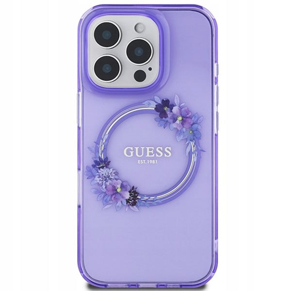 MagSafe futrola za Apple iPhone 16 Pro Max, Guess, IML Flowers Wreath, Ljubičasta