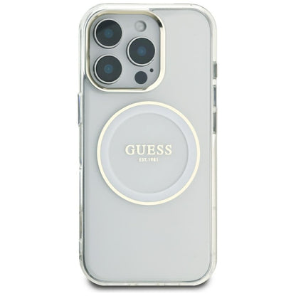 Husa MagSafe za Apple iPhone 16 Pro Max, Guess, IML Metal Colored Circle, Bijela