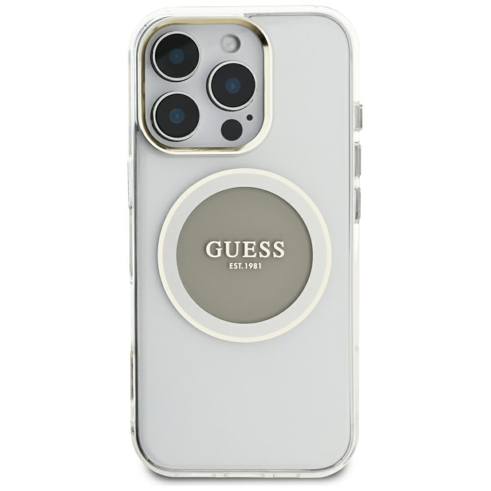 Futrola MagSafe za Apple iPhone 16 Pro Max, Guess, IML Metal Colored Circle, Siva