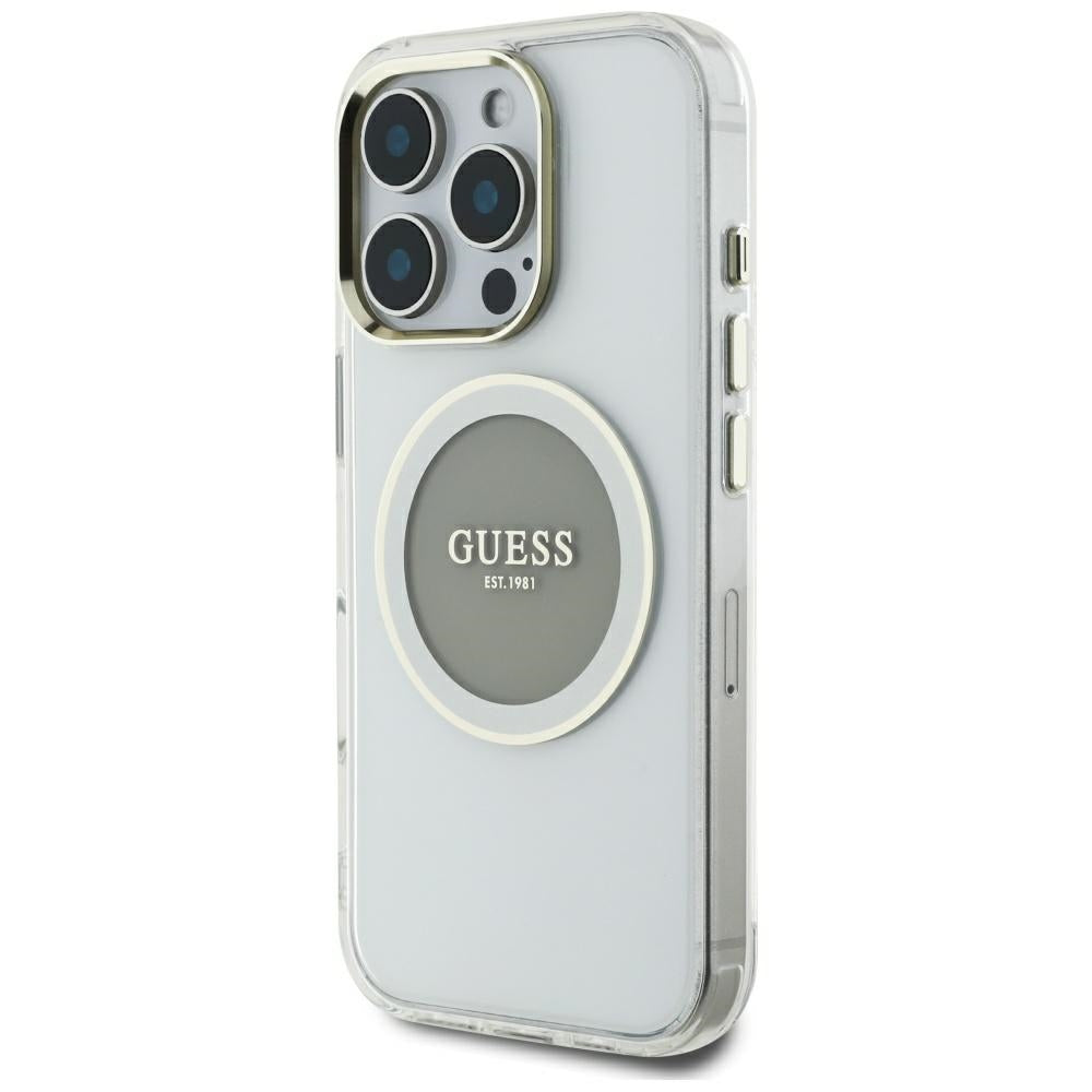 Futrola MagSafe za Apple iPhone 16 Pro Max, Guess, IML Metal Colored Circle, Siva