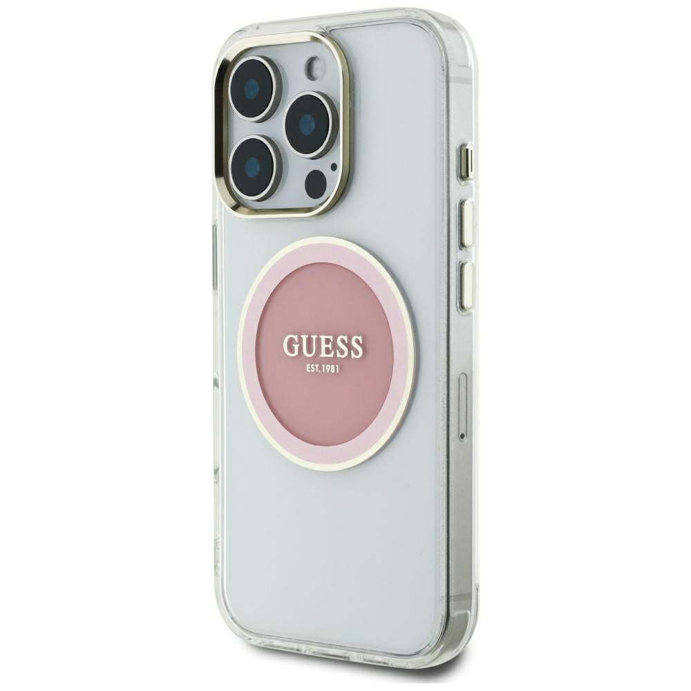 Futrola MagSafe za Apple iPhone 16 Pro Max, Guess, IML Metal Colored Circle, Roza