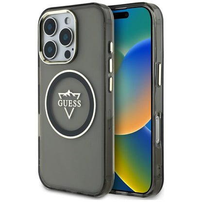 MagSafe futrola za Apple iPhone 16 Pro Max, Guess, IML Metal Mountain Logo, Crna