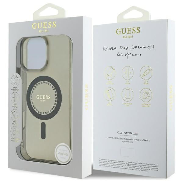 MagSafe futrola za Apple iPhone 16 Pro Max, Guess, IML Rhinestone, Crna