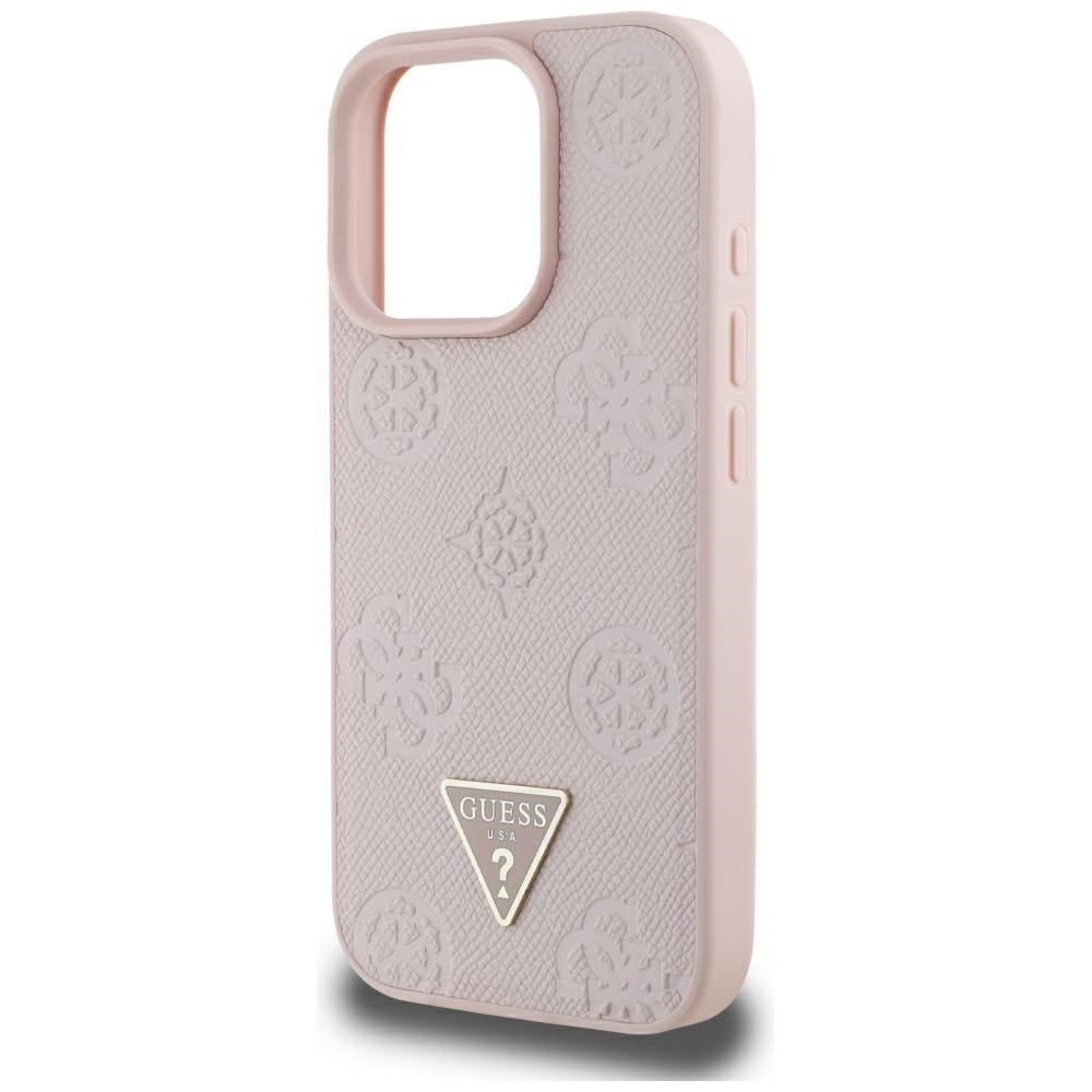 MagSafe futrola za Apple iPhone 16 Pro Max, Guess, Peony Grained Hot Stamp Triangle, Roza