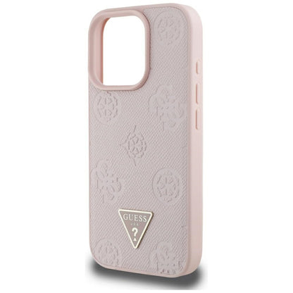 MagSafe futrola za Apple iPhone 16 Pro Max, Guess, Peony Grained Hot Stamp Triangle, Roza