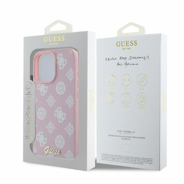 MagSafe futrola za Apple iPhone 16 Pro Max, Guess, Peony Script, Roza