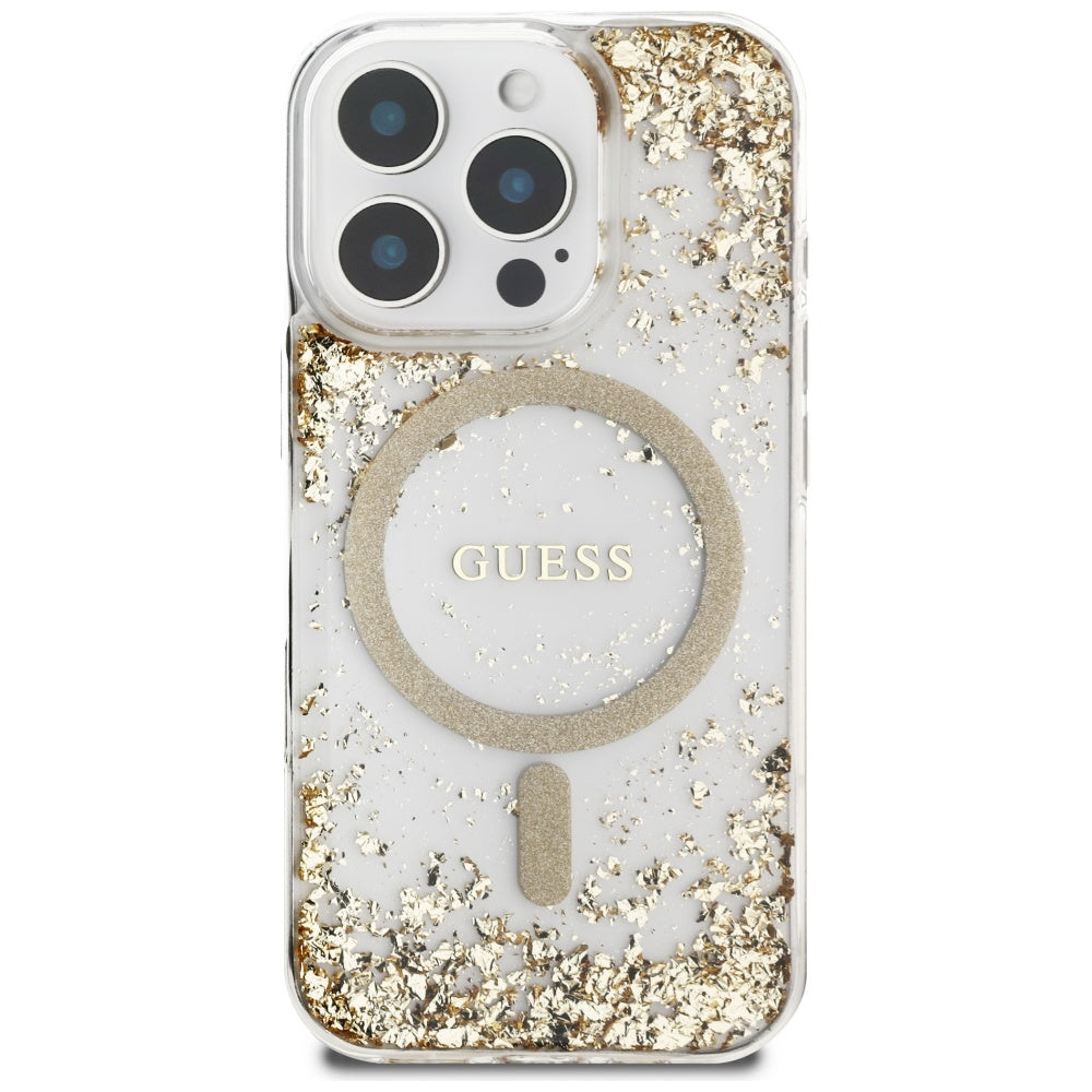 Futrola MagSafe za Apple iPhone 16 Pro Max, Guess, Resin Bottom Glitter, Zlatna