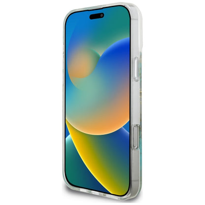 Husa MagSafe za Apple iPhone 16 Pro Max, Guess, Resin Flowers and Glitter, Tirkizna