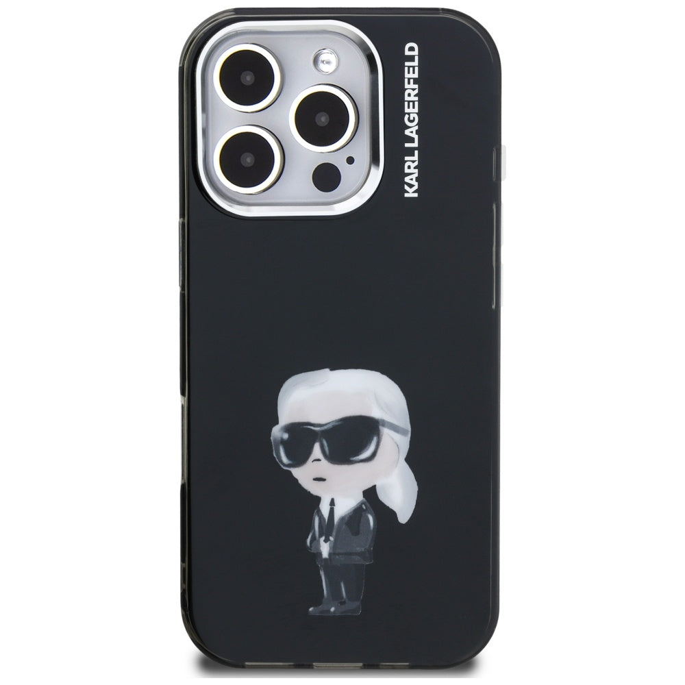 Futrola MagSafe za Apple iPhone 16 Pro Max, Karl Lagerfeld, IML Aquarelle Logo Karl, Crna