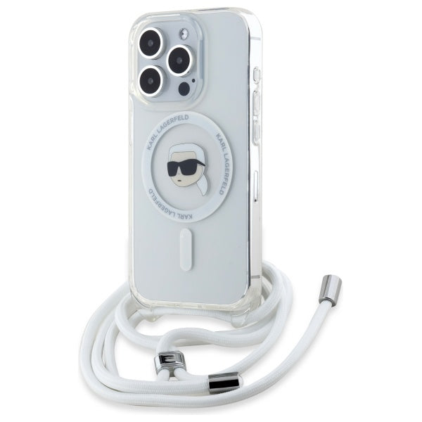 Futrola MagSafe za Apple iPhone 16 Pro Max, Karl Lagerfeld, IML Crossbody Karl's Head, Prozirna