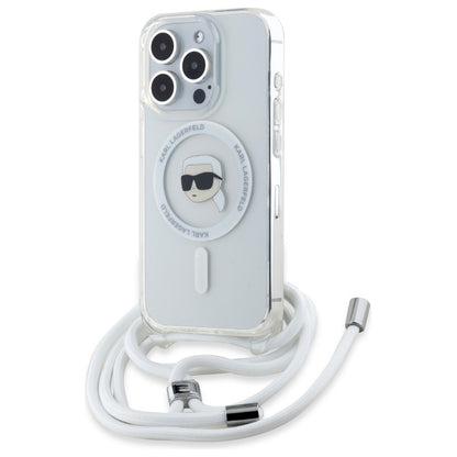 Futrola MagSafe za Apple iPhone 16 Pro Max, Karl Lagerfeld, IML Crossbody Karl's Head, Prozirna