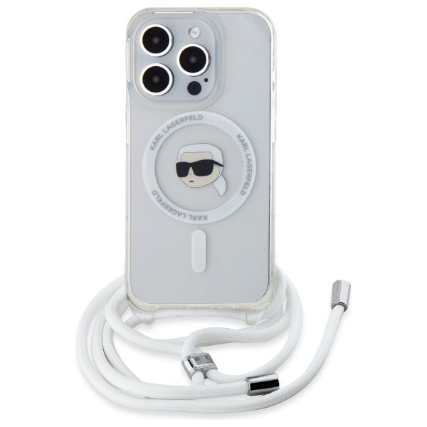 Futrola MagSafe za Apple iPhone 16 Pro Max, Karl Lagerfeld, IML Crossbody Karl's Head, Prozirna