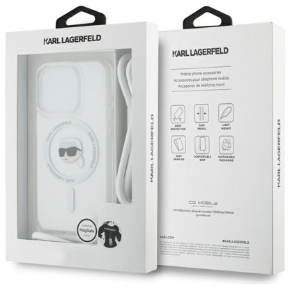 Futrola MagSafe za Apple iPhone 16 Pro Max, Karl Lagerfeld, IML Crossbody Karl's Head, Prozirna