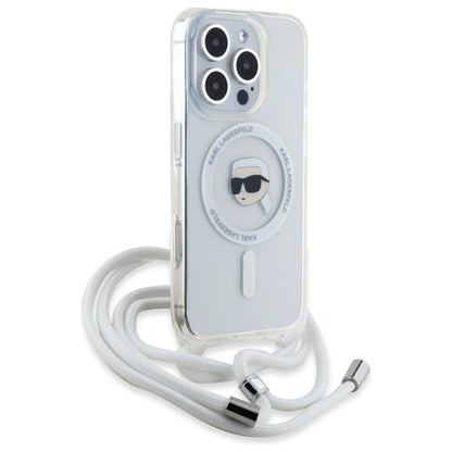 Futrola MagSafe za Apple iPhone 16 Pro Max, Karl Lagerfeld, IML Crossbody Karl's Head, Prozirna