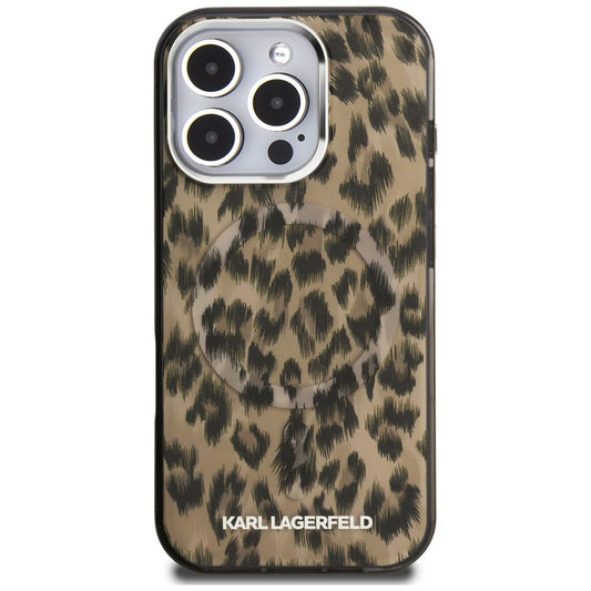 Futrola MagSafe za Apple iPhone 16 Pro Max, Karl Lagerfeld, IML Leopard uzorak, Smeđa