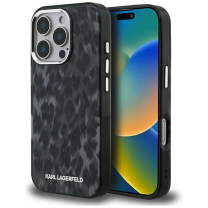 Futrola MagSafe za Apple iPhone 16 Pro Max, Karl Lagerfeld, IML Leopard uzorak, Crna