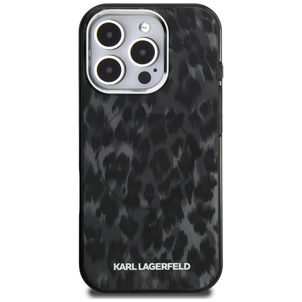 Futrola MagSafe za Apple iPhone 16 Pro Max, Karl Lagerfeld, IML Leopard uzorak, Crna