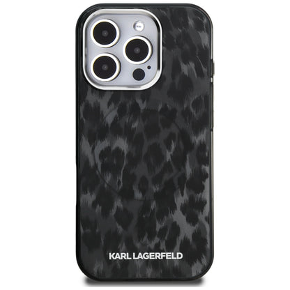 Futrola MagSafe za Apple iPhone 16 Pro Max, Karl Lagerfeld, IML Leopard uzorak, Crna