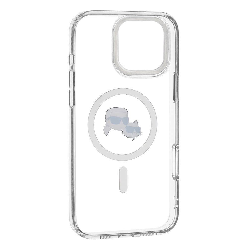 Futrola MagSafe za Apple iPhone 16 Pro Max, Karl Lagerfeld, IML Metal Karl & Choupette's Heads, Bijela