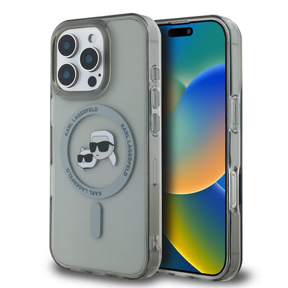 Futrola MagSafe za Apple iPhone 16 Pro Max, Karl Lagerfeld, IML Metal Karl & Choupette's Heads, Crna