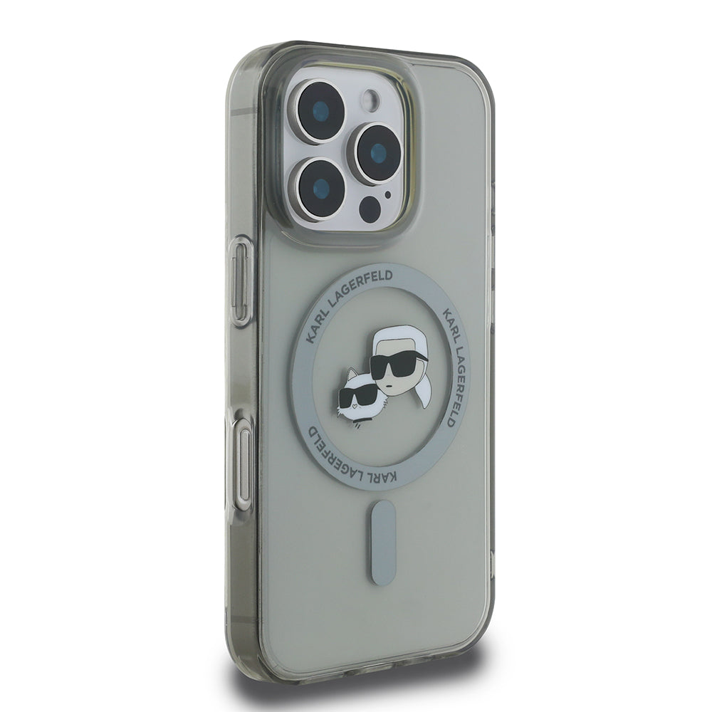 Futrola MagSafe za Apple iPhone 16 Pro Max, Karl Lagerfeld, IML Metal Karl & Choupette's Heads, Crna