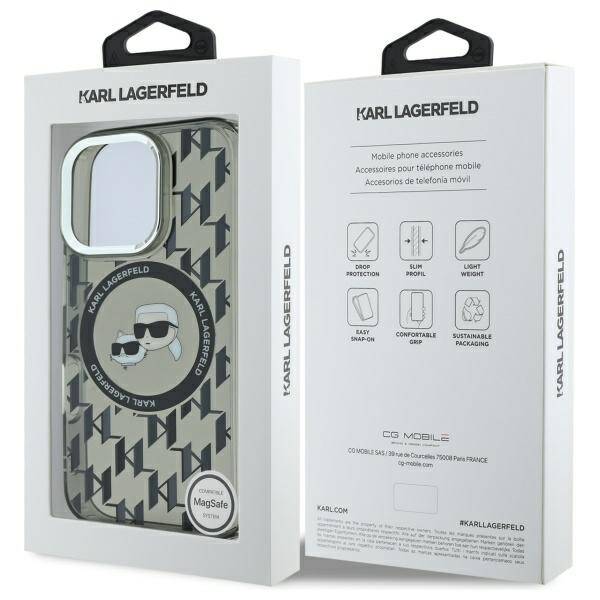 MagSafe futrola za Apple iPhone 16 Pro Max, Karl Lagerfeld, IML Monogram Karl & Choupette's Heads, Crna