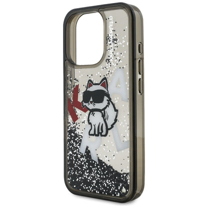 Futrola MagSafe za Apple iPhone 16 Pro Max, Karl Lagerfeld, Liquid Glitter Choupette Logo, Crna