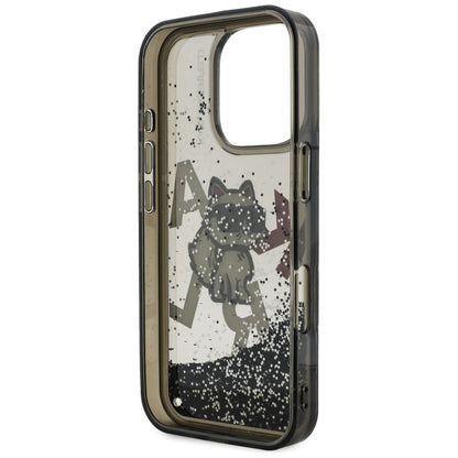 Futrola MagSafe za Apple iPhone 16 Pro Max, Karl Lagerfeld, Liquid Glitter Choupette Logo, Crna