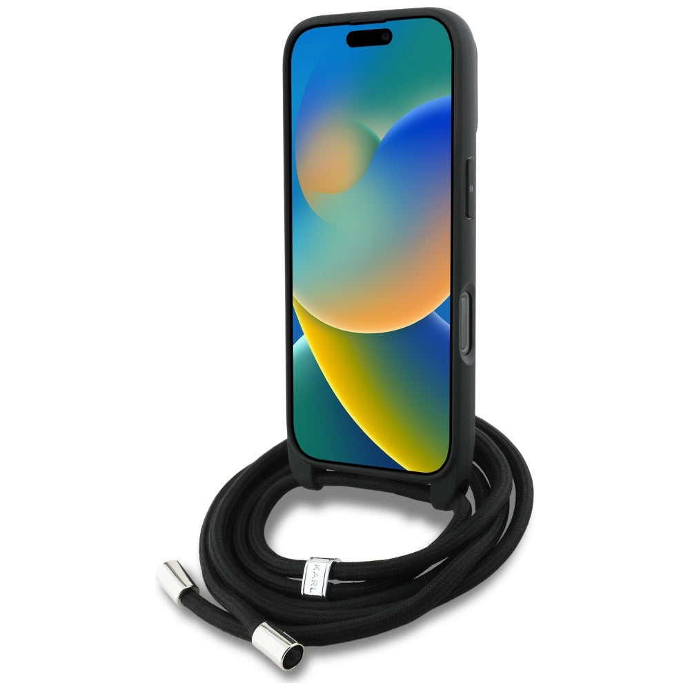 MagSafe torbica za Apple iPhone 16 Pro Max, Karl Lagerfeld, Saffiano Crossbody, Siva