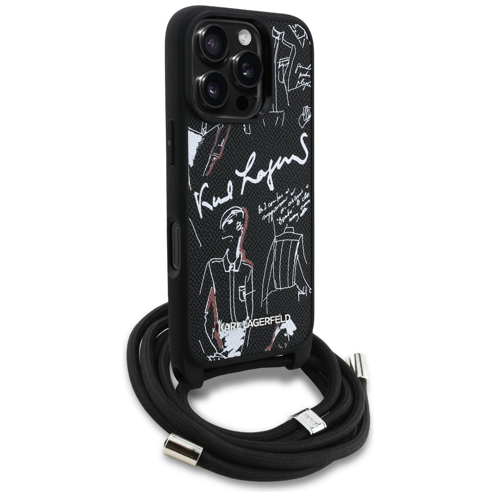 MagSafe futrola za Apple iPhone 16 Pro Max, Karl Lagerfeld, Saffiano Crossbody, Crna