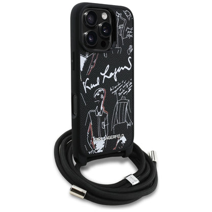 MagSafe futrola za Apple iPhone 16 Pro Max, Karl Lagerfeld, Saffiano Crossbody, Crna