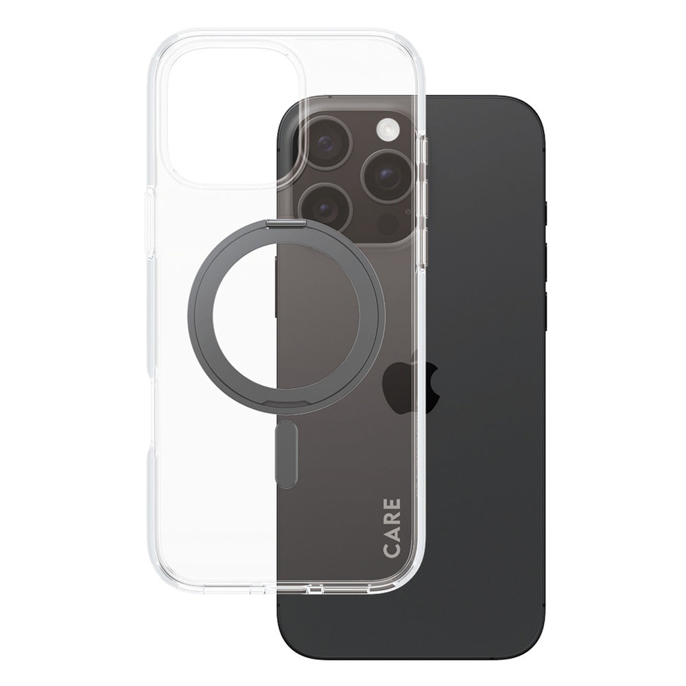 Futrola MagSafe za Apple iPhone 16 Pro Max, PanzerGlass, Care Feature Kickstand, Crna Prozirna