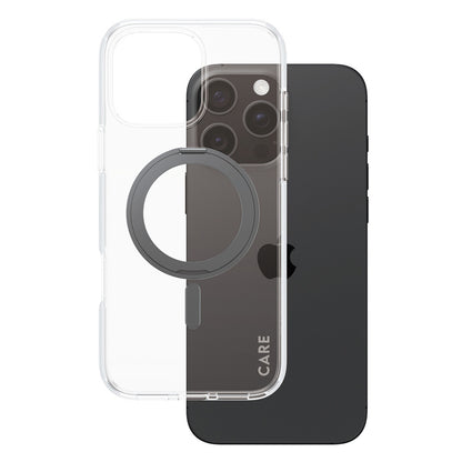 Futrola MagSafe za Apple iPhone 16 Pro Max, PanzerGlass, Care Feature Kickstand, Crna Prozirna