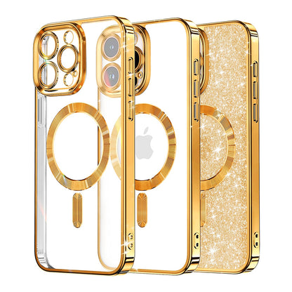 MagSafe futrola za Apple iPhone 16 Pro Max, Techsuit, Luxury Glitter, Zlatna