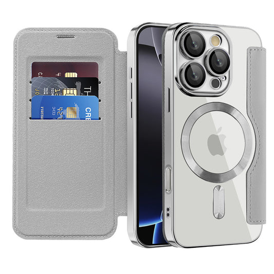 MagSafe futrola za Apple iPhone 16 Pro Max, Techsuit, SmartMag Book, Siva
