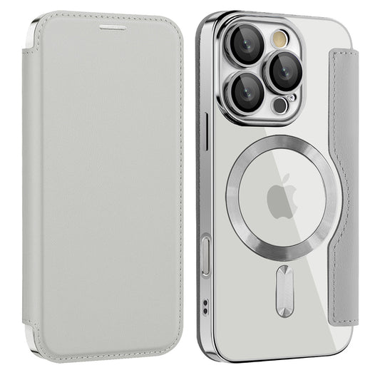 MagSafe futrola za Apple iPhone 16 Pro Max, Techsuit, SmartMag Book, Siva