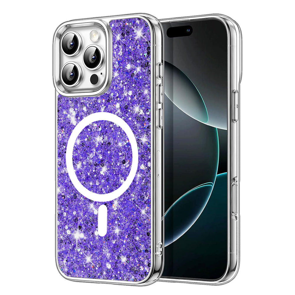 MagSafe maska za Apple iPhone 16 Pro Max, Techsuit, Sparkly Glitter, Ljubičasta