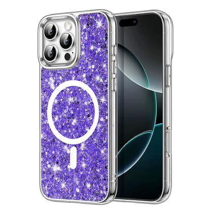 MagSafe maska za Apple iPhone 16 Pro Max, Techsuit, Sparkly Glitter, Ljubičasta