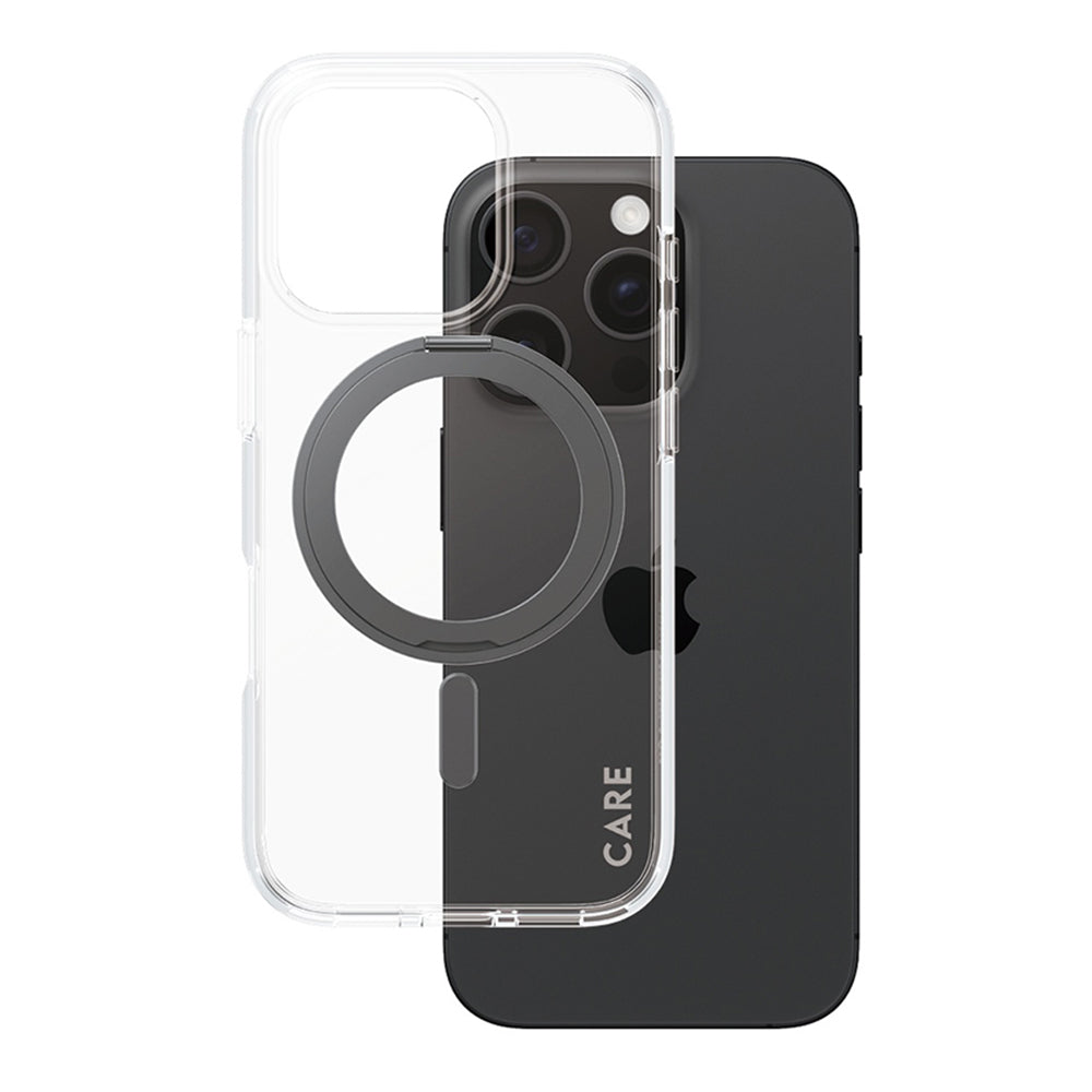 Futrola MagSafe za Apple iPhone 16 Pro, PanzerGlass, Care Feature Kickstand, Crna Prozirna