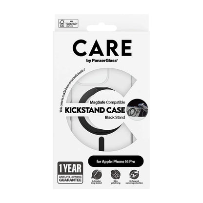 Futrola MagSafe za Apple iPhone 16 Pro, PanzerGlass, Care Feature Kickstand, Crna Prozirna