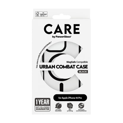 Futrola MagSafe za Apple iPhone 16 Pro, PanzerGlass, Care Urban Combat, Crno Prozirna