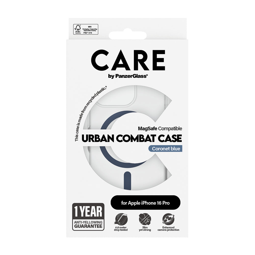 Futrola MagSafe za Apple iPhone 16 Pro, PanzerGlass, Care Urban Combat, Plava Transparentna